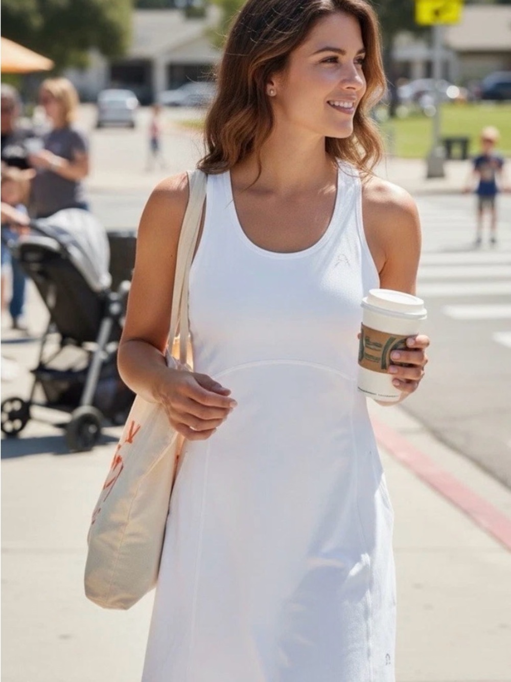 Athleta Levitate Sleeveless racerback sport Dress - Clean Casual Sundress size L